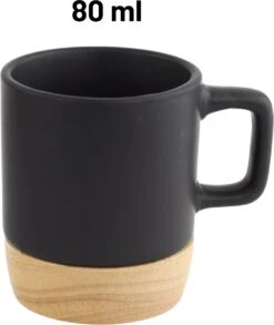 Orange85 Espresso Kopjes - Zwart - Set Van 4 - Met Bamboe Onderzetter - Met Oor - Koffiekopjes -Tafelwaren Verkoop 1010x1200