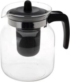 Merkloos Glazen Transparante Theepot 1.5 L Met Zwart Filter - Thee Drinken - Thee Serveren - Theepotten Met Filters -Tafelwaren Verkoop 1029x1200 2