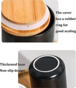 Voorraadpotten Keramiek - Suikerpot 3 Stuks - Deksel Bamboe - Luchtdict Voorraadbussen Potten - Wit -Tafelwaren Verkoop 1037x1200 3