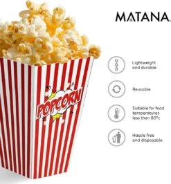 50 Duurzame Popcorn Bakjes (18x10cm) - Popcorn Zakjes Voor Filmavonden, Feestjes - Ook Geschickt Als Snoepbakje Of Feestzakje Voor Kinderen -Tafelwaren Verkoop 1115x1200 3