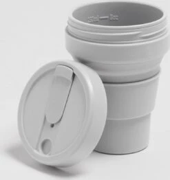 STOJO - Opvouwbare Beker - To Go - Grijs - 237ml - Herbruikbaar -Tafelwaren Verkoop 1132x1200