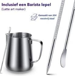Qualitá® Melkkan Met Art Pen - Barista Melkkannetje - 350 ML - Melkopschuimkannen -Tafelwaren Verkoop 1186x1200 4