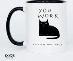 I Work Hard Kat Mok - Katten - Juf Cadeau - Meester Cadeau - Verjaardagscadeau - Cadeau - Verjaardag Cadeau Man - Cadeau Voor Man - Cadeau Voor Vrouw - Mokken - Theeglazen - Koffiekopjes -Tafelwaren Verkoop 1200x1004