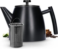 Vaja® Camille Theepot Zwart Met Filter - 1 Liter - RVS - Dubbelwanding -Tafelwaren Verkoop 1200x1022 1