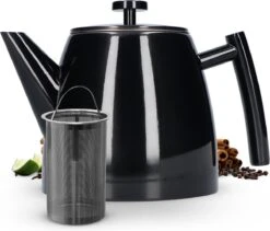Vaja® Theepot Juliette Met Filter - Dubbelwandig -Theekan 1.0L - Glimmend Zwart -Tafelwaren Verkoop 1200x1024 1
