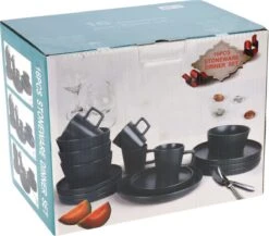 Homecookingchef Serviesset - Mat Zwart - 16-delig - Sterk Aardewerk -Tafelwaren Verkoop 1200x1055