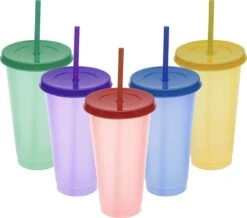 Herbruikbare Bekers Met Rietje En Deksel Van Plastic – Starbucks Design – Drinkbekers Met Rietje – Kleur Veranderende Beker – 5 Pack -Tafelwaren Verkoop 1200x1057 2