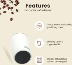 LaCardia Koffiebeker To Go Premium Wit – Thermosbeker – Theebeker – 380ML – Herbruikbaar -Tafelwaren Verkoop 1200x1088 1