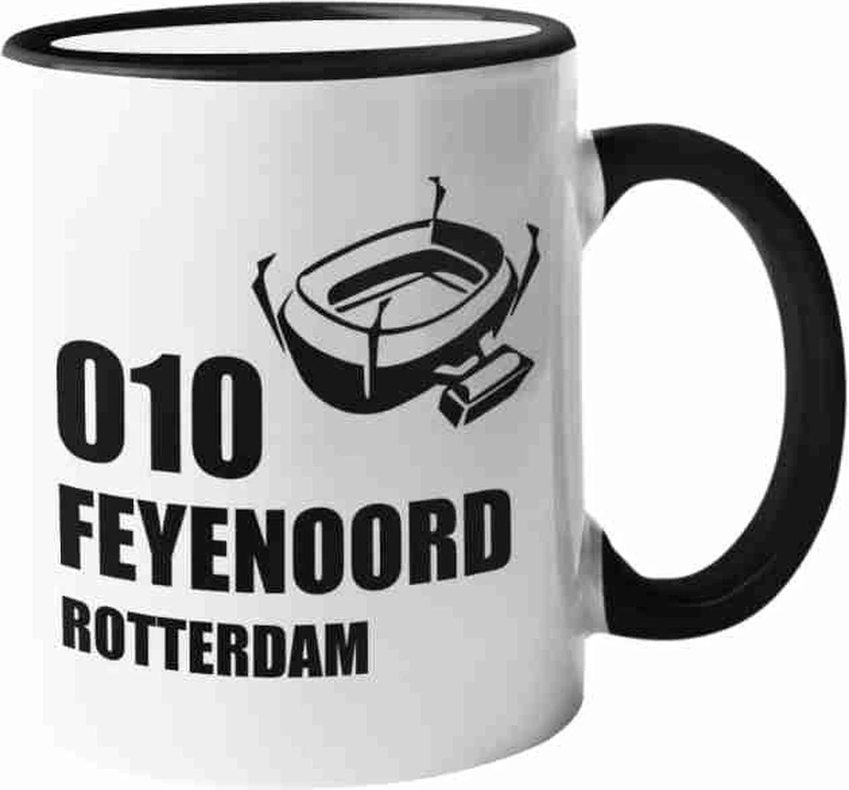 Mok Met ZWART Handvat | 010 Feyenoord Rotterdam | Met De Kuip | Mok Voor Fan | 1 Mok Met ZWART Handvat | 010 Feyenoord Rotterdam | Met De Kuip | Mok Voor Fan |
