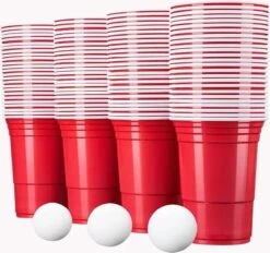 Merkloos Beerpong - 50 Stuk(s) - Red Cups Inc. 3 Ballen - Beerpong Drankspel - Plastic Bekers - Beer Pong