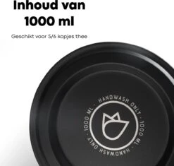 Vatten® - Premium RVS Theepot - Incl. RVS Theefilter - 1L - Zwart - Dubbelwandig -Tafelwaren Verkoop 1200x1143 4