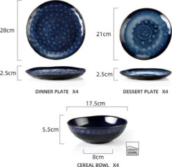 Serviesset 8 Personen - 24 Delig - Handgemaakt - Blauw -Tafelwaren Verkoop 1200x1165 2