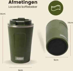 LaCardia Koffiebeker To Go Premium Groen – Thermosbeker – Theebeker – 380ML – Herbruikbaar -Tafelwaren Verkoop 1200x1171