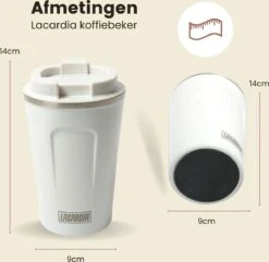 LaCardia Koffiebeker To Go Premium Wit – Thermosbeker – Theebeker – 380ML – Herbruikbaar -Tafelwaren Verkoop 1200x1171 4