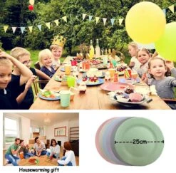 Onbreekbare Borden Van 25 Cm, 6-delige Set, Herbruikbare Platte Borden Met Luffas-afwasborstels, Eetborden, Kunststof, Licht Voor Feestjes, Kamperen, BBQ/pizza, Magnetronbestendig, Vaatwasmachinebestendig, BPA-vrij (veelkleurig) -Tafelwaren Verkoop 1200x1182 2