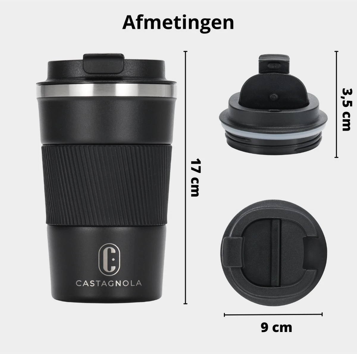 Castagnola Design RVS Koffiebeker To Go - Zwart - 380ml - Thermosbeker - Theebeker 6 Castagnola Design RVS Koffiebeker To Go - Zwart - 380ml - Thermosbeker - Theebeker - Afbeelding 6