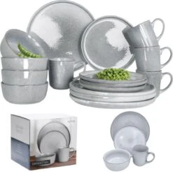 Excellent Serviesset - Servies - 16 Stuks - Aardewerk - Grijs -Tafelwaren Verkoop 1200x1193 3