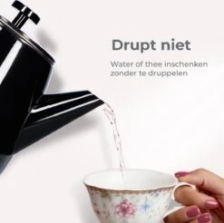 Vaja® Theepot Juliette Met Filter - Dubbelwandig -Theekan 1.0L - Glimmend Zwart -Tafelwaren Verkoop 1200x1194 1