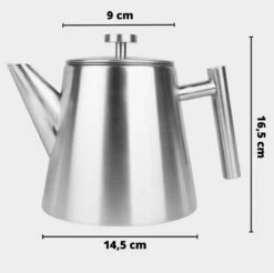 Castagnola Theepot Met Filter – Theekan – Theepot Dubbelwandig – Theepot Roestvrijstaal – Hoogwaardig RVS – 1 Liter – 5 Kopjes Thee – Zilver -Tafelwaren Verkoop 1200x1195 10