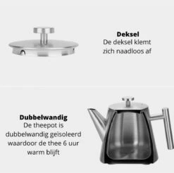 Castagnola Theepot Met Filter – Theekan – Theepot Dubbelwandig – Theepot Roestvrijstaal – Hoogwaardig RVS – 1 Liter – 5 Kopjes Thee – Zilver -Tafelwaren Verkoop 1200x1195 12