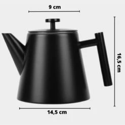 Castagnola Theepot Met Filter – Theekan – Theepot Dubbelwandig – Theepot Roestvrijstaal – Hoogwaardig RVS – 1 Liter – 5 Kopjes Thee – Zwart -Tafelwaren Verkoop 1200x1195 16