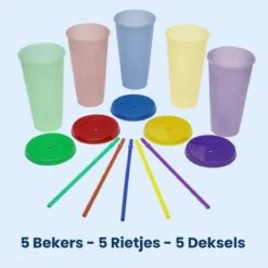 Herbruikbare Bekers Met Rietje En Deksel Van Plastic – Starbucks Design – Drinkbekers Met Rietje – Kleur Veranderende Beker – 5 Pack -Tafelwaren Verkoop 1200x1198 3