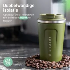 Triple J® Koffiebeker To Go - Thermosbeker - BPA & Lekvrij - 380ml - Groen -Tafelwaren Verkoop 1200x1200 14