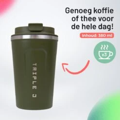 Triple J® Koffiebeker To Go - Thermosbeker - BPA & Lekvrij - 380ml - Groen -Tafelwaren Verkoop 1200x1200 16