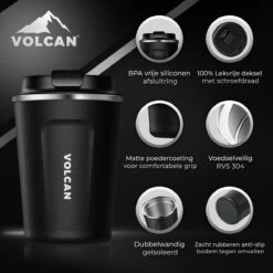 Volcan RVS Koffiebeker To Go - Thermosbeker - Theebeker - Coffee - Zwart -Tafelwaren Verkoop 1200x1200 198