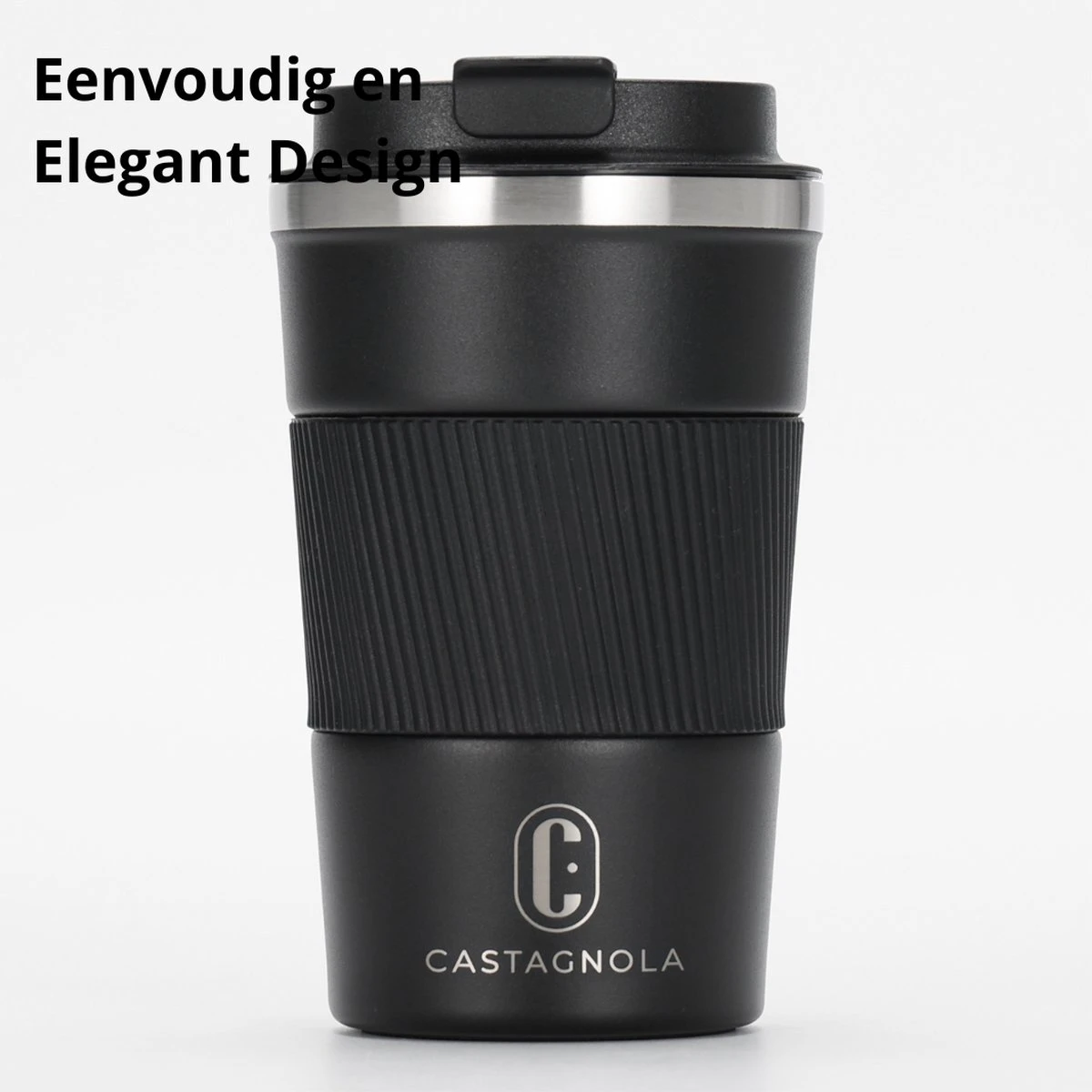Castagnola Design RVS Koffiebeker To Go - Zwart - 380ml - Thermosbeker - Theebeker 2 Castagnola Design RVS Koffiebeker To Go - Zwart - 380ml - Thermosbeker - Theebeker - Afbeelding 2