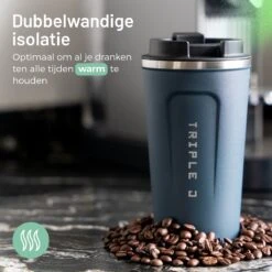 Triple J® Koffiebeker To Go - Thermosbeker - BPA & Lekvrij - 510ml - Blauw -Tafelwaren Verkoop 1200x1200 211