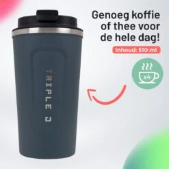 Triple J® Koffiebeker To Go - Thermosbeker - BPA & Lekvrij - 510ml - Blauw -Tafelwaren Verkoop 1200x1200 215