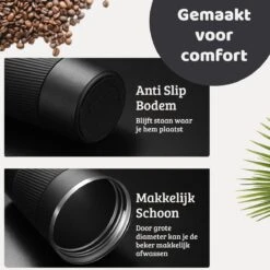 Mmoods Thermosbeker Voor Koffie En Thee 380ml - Koffiebeker To Go - Reisbeker Voor Auto - Herbruikbare Drinkfes Voor Warme En Koude Dranken - Ecologische Thermoskan Zwart Geschenk -Tafelwaren Verkoop 1200x1200 242