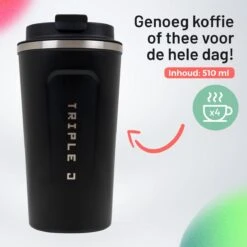 Triple J® Koffiebeker To Go - Thermosbeker - BPA & Lekvrij - 510ml - Zwart -Tafelwaren Verkoop 1200x1200 41