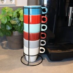 Orange85 Koffiekopjes - Met Houder - Set Van 6 - Gekleurd - 300 Ml - Keramiek -Tafelwaren Verkoop 1200x1200 476