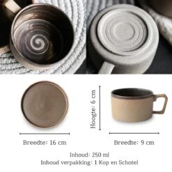 House Of Husk® Keramieke Kop En Schotel Set - Koffiekopjes - Theemokken - Koffiemokken - 250 Ml - Bruin Aardewerk -Tafelwaren Verkoop 1200x1200 546