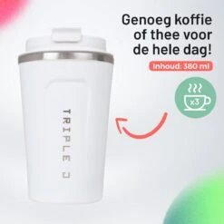Triple J® Koffiebeker To Go - Thermosbeker - BPA & Lekvrij - 380ml - Wit -Tafelwaren Verkoop 1200x1200 65