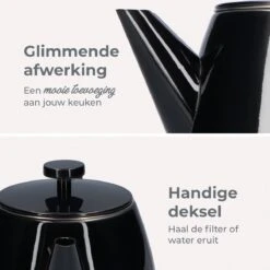 Vaja® Theepot Juliette Met Filter - Dubbelwandig -Theekan 1.0L - Glimmend Zwart -Tafelwaren Verkoop 1200x1200 659