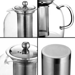 Monzana Theepot Glas - Met Theepotverwarmer – Voor 1,5 Liter RVS Zeef -Tafelwaren Verkoop 1200x1200 692