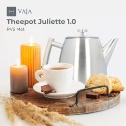 Vaja® Theepot Camille Met Filter - Zilver - 1.0L - RVS Dubbelwandig - Theekan -Tafelwaren Verkoop 1200x1200 699