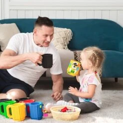 Merkloos Build On Brick Mug - Licht Blauw - 350 Ml - Bouw Je Eigen Mok Met Bouwsteentjes - BPA Vrije Drinkbeker Cadeau Voor Kinderen Of Volwassenen - Koffie Thee Limonade Of Andere Dranken - Pennenbeker - Creatief Accessoire Voor Op Bureau -HnD -Tafelwaren Verkoop 1200x1200 7