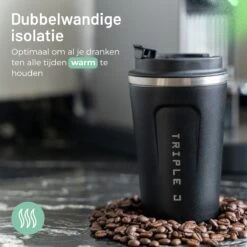 Triple J® Koffiebeker To Go - Thermosbeker - BPA & Lekvrij - 380ml - Zwart -Tafelwaren Verkoop 1200x1200 73