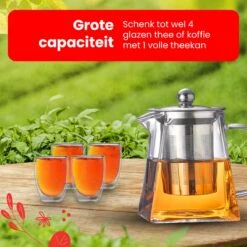 Procidi® Glazen Theepot Met Filter - Theekan Met Infuser - Dubbelwandig Borosilicaat Glas - Thee Thermoskan - Koffiekan 750 ML - Teapot -Tafelwaren Verkoop 1200x1200 752