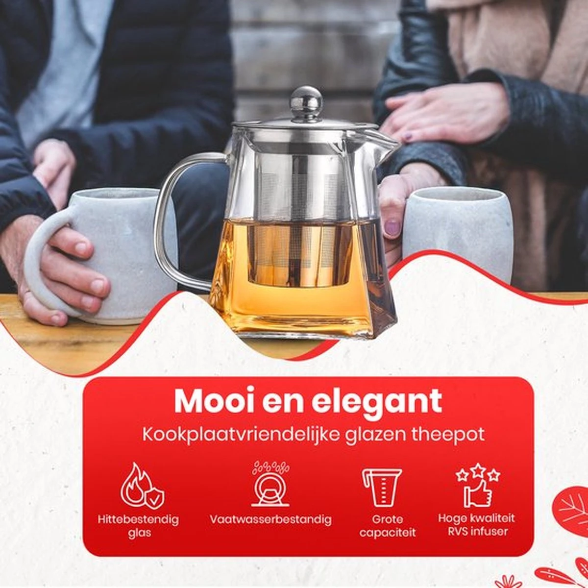 Procidi® Glazen Theepot Met Filter - Theekan Met Infuser - Dubbelwandig Borosilicaat Glas - Thee Thermoskan - Koffiekan 950 ML - Teapot 7 Procidi® Glazen Theepot Met Filter - Theekan Met Infuser - Dubbelwandig Borosilicaat Glas - Thee Thermoskan - Koffiekan 950 ML - Teapot - Afbeelding 7