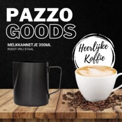 Merkloos Pazzo Goods - Melkkan - Melkkannetje Opschuim - Zwart - 350 Ml - Premium Kwaliteit - RVS - -Tafelwaren Verkoop 1200x1200 818