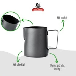 Krumble Melkkannetje 300ml / RVS Melkopschuimkan / Melkkan / Antraciet - Zwart -Tafelwaren Verkoop 1200x1200 834