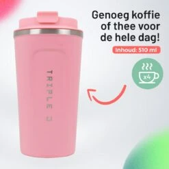 Triple J® Koffiebeker To Go - Thermosbeker - BPA & Lekvrij - 510ml - Roze -Tafelwaren Verkoop 1200x1200 90