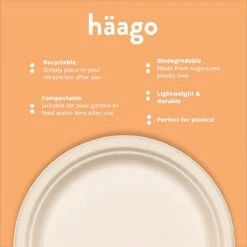 Haago 100 Biologisch Afbreekbare Ronde Borden Set Van Suikerriet, Large (26cm) En Small (18cm) - Milieuvriendelijk En Composteerbaar -Tafelwaren Verkoop 1200x1200 919