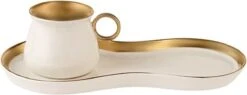 Karaca -Delon- Set Van 2 Koffiekopset-voor Twee Personen-Turkse Koffie-espresso-wit-gold-porselein- -Tafelwaren Verkoop 1200x461