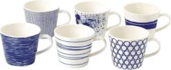 Royal Doulton Pacific - 6x Mok / Beker - Porselein - Wit / Blauw - 450 Ml - Set Van 6 Mokken -Tafelwaren Verkoop 1200x495 1